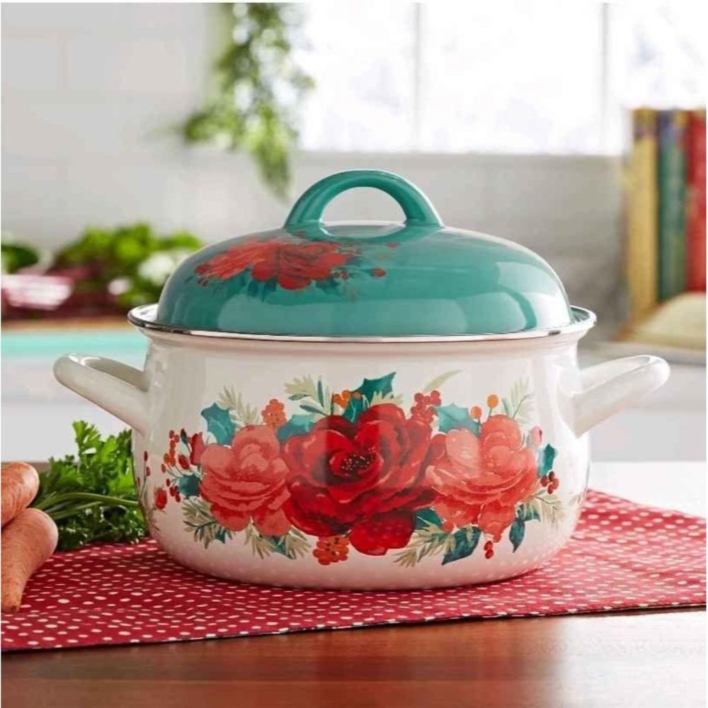 Pioneer Woman Cheerful Rose 4-Quart Dutch Oven New